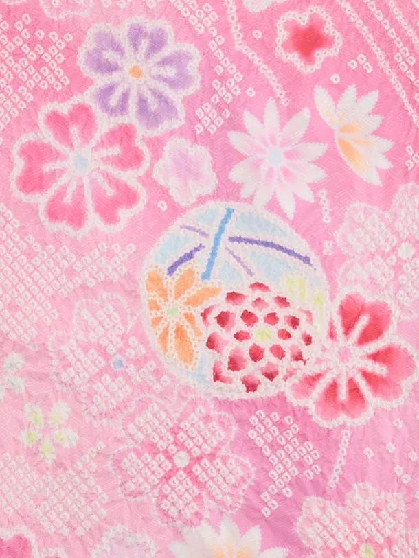 七五三(7歳結び帯)Y601 ピンクぼかし 鞠桜