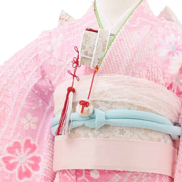 七五三(7歳結び帯)Y601 ピンクぼかし 鞠桜