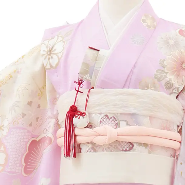 七五三(7歳結び帯)Y605 ラベンダー地 貝桶 牡丹