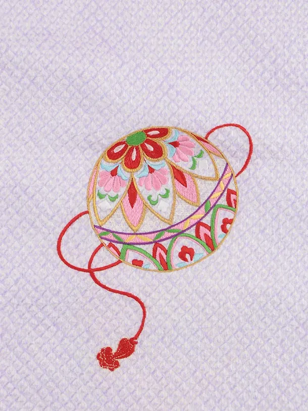 七五三(7歳結び帯)Y618【正絹】薄紫 絞り刺繍 束ね熨斗に桜