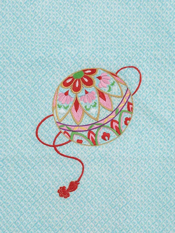 七五三(7歳結び帯)Y619【正絹】水色 絞り刺繍 束ね熨斗に桜