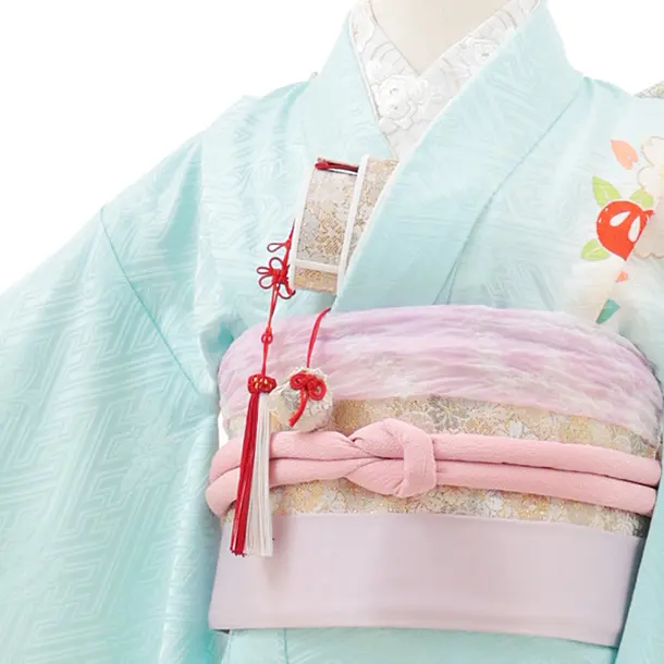 七五三(7歳結び帯)Y624【正絹】水色 橘