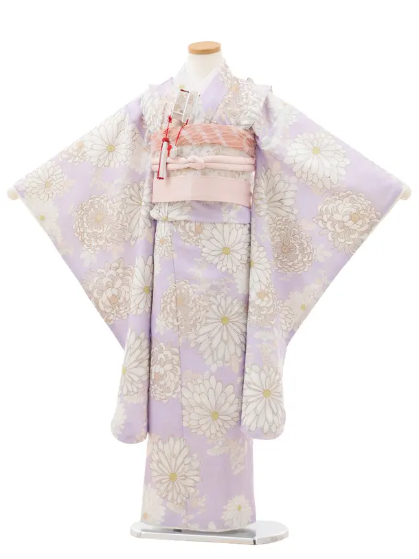 七五三(7歳結び帯)Y637 薄紫地 菊