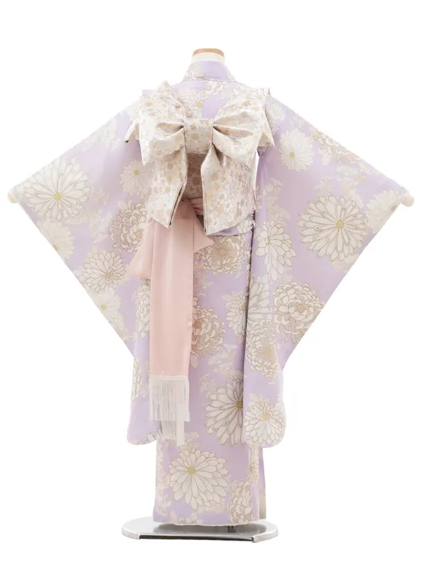 七五三(7歳結び帯)Y637 薄紫地 菊