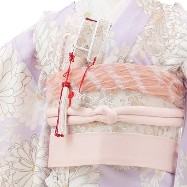 七五三(7歳結び帯)Y637 薄紫地 菊