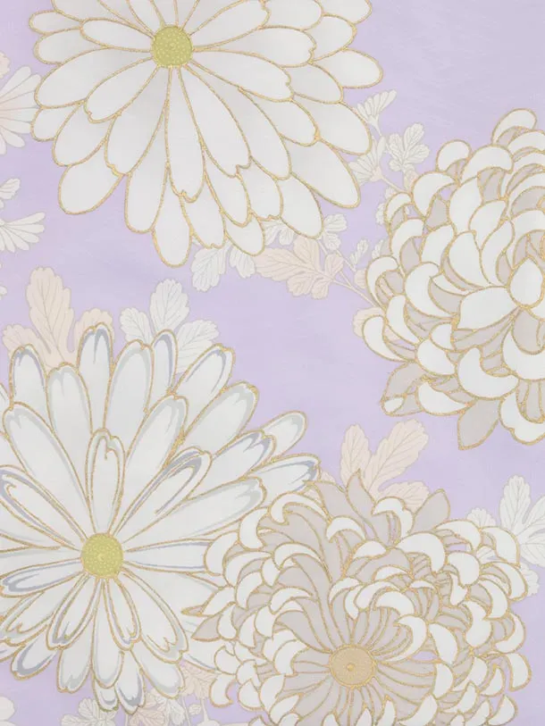 七五三(7歳結び帯)Y637 薄紫地 菊