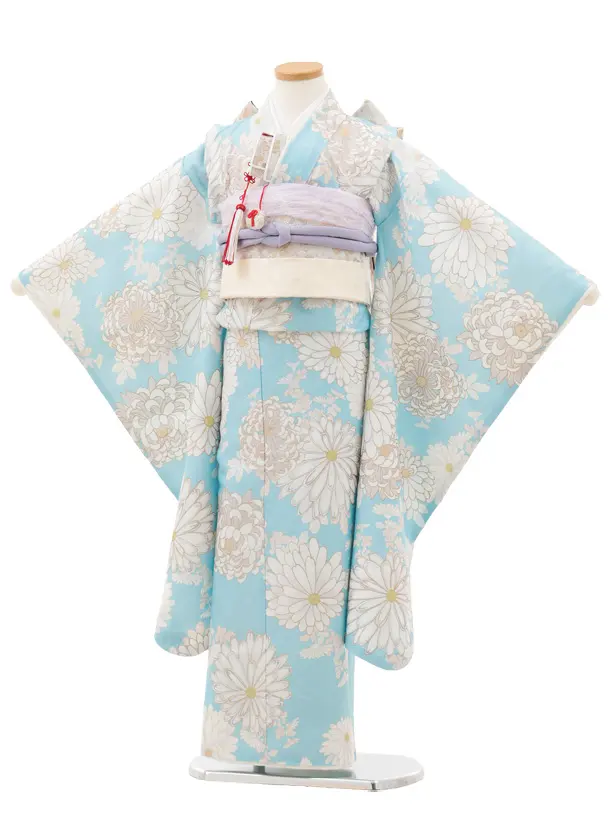★只今全て４〜7日発送！！返品×返金×★七五三　七歳女児　振り袖（１） 七五三レンタル(7歳女児結び帯)7937薄ピンクぼかしねじり梅鈴