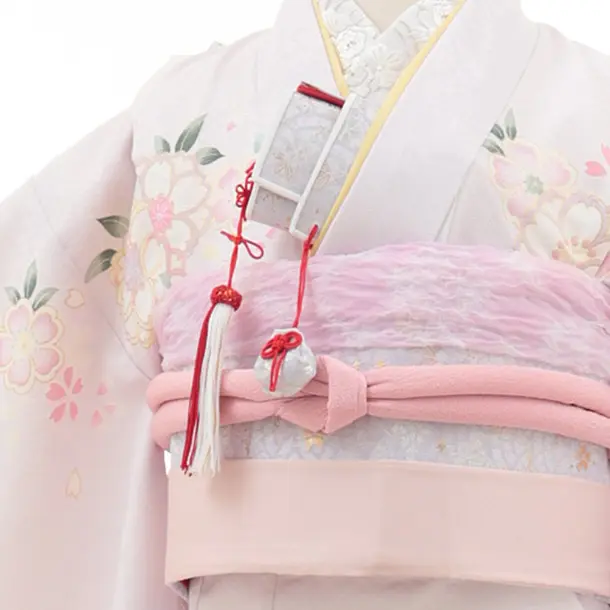 七五三(7歳結び帯)Y640 淡パープルぼかし 鞠 桜