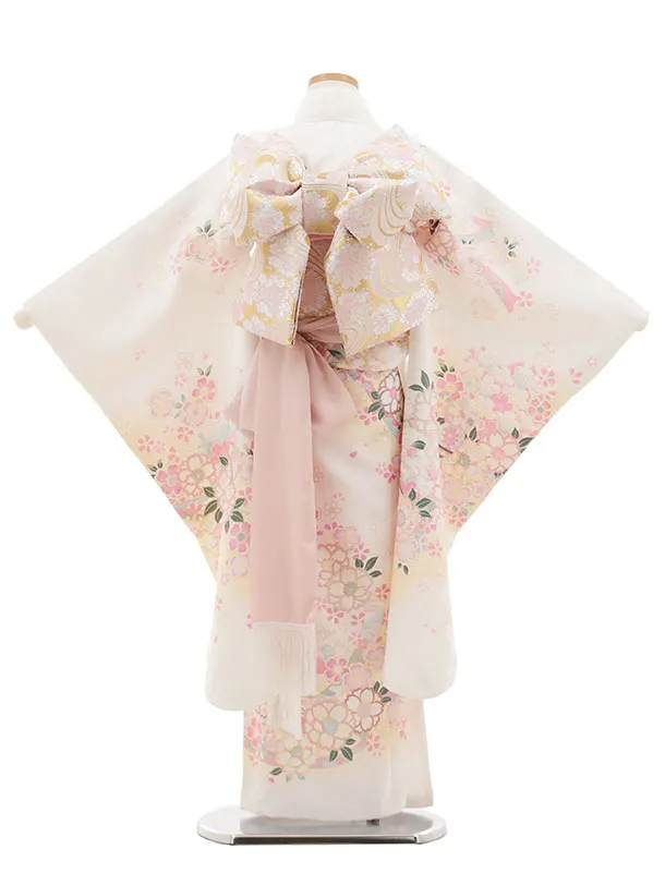 七五三(7歳結び帯)Y641 白 鞠 桜