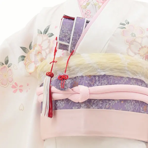 七五三(7歳結び帯)Y642 白 鞠 桜