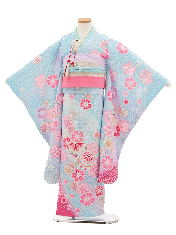 七五三(7歳結び帯)Y651 水色 桜 まり