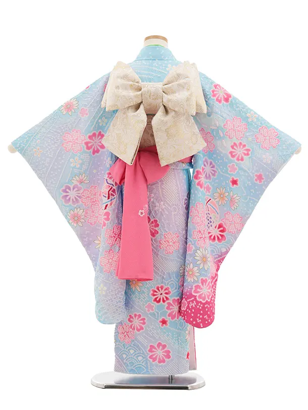 七五三(7歳結び帯)Y651 水色 桜 まり