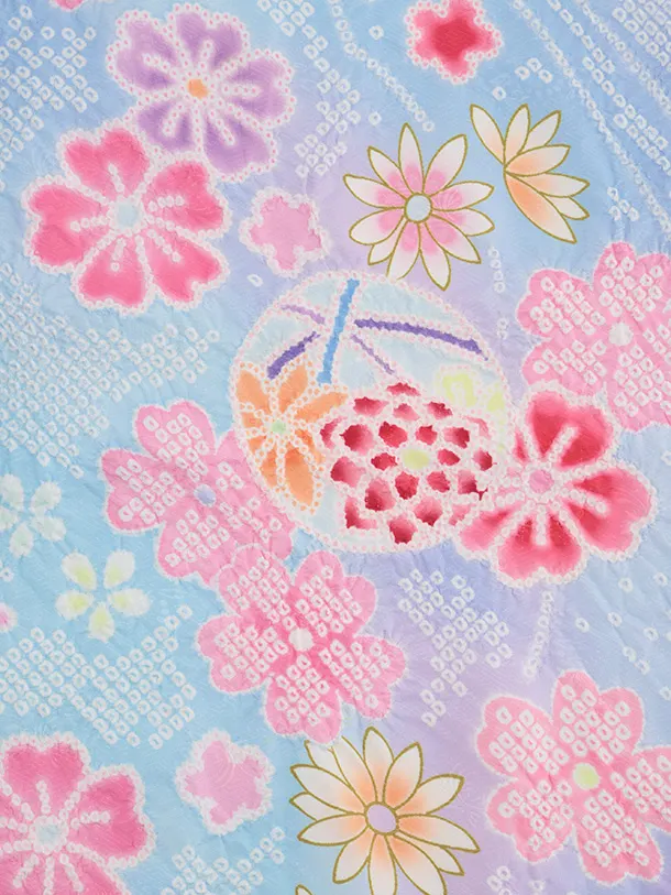七五三(7歳結び帯)Y651 水色 桜 まり