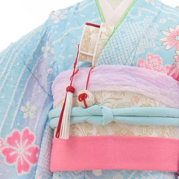 七五三(7歳結び帯)Y651 水色 桜 まり