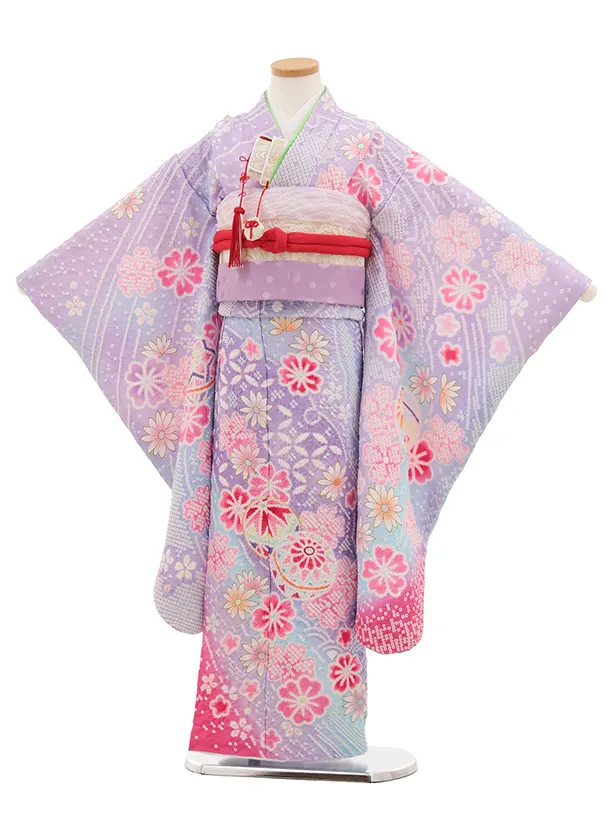 七五三(7歳結び帯)Y652 パープル 桜 まり