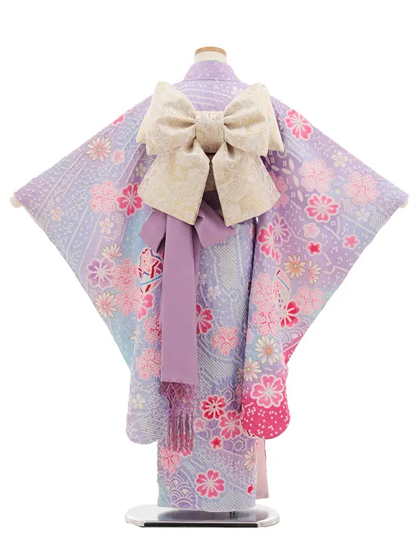 七五三(7歳結び帯)Y652 パープル 桜 まり