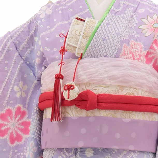 七五三(7歳結び帯)Y652 パープル 桜 まり