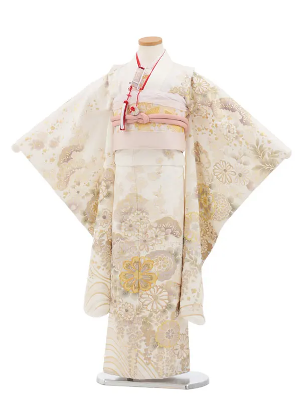 七五三(7歳袋帯)Y656 【高級正絹】桂由美 白地 金彩 花づくし