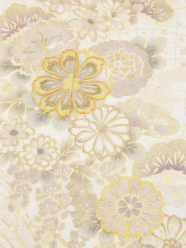 七五三(7歳袋帯)Y656 【高級正絹】桂由美 白地 金彩 花づくし