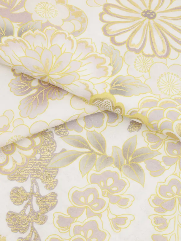 七五三(7歳袋帯)Y656 【高級正絹】桂由美 白地 金彩 花づくし