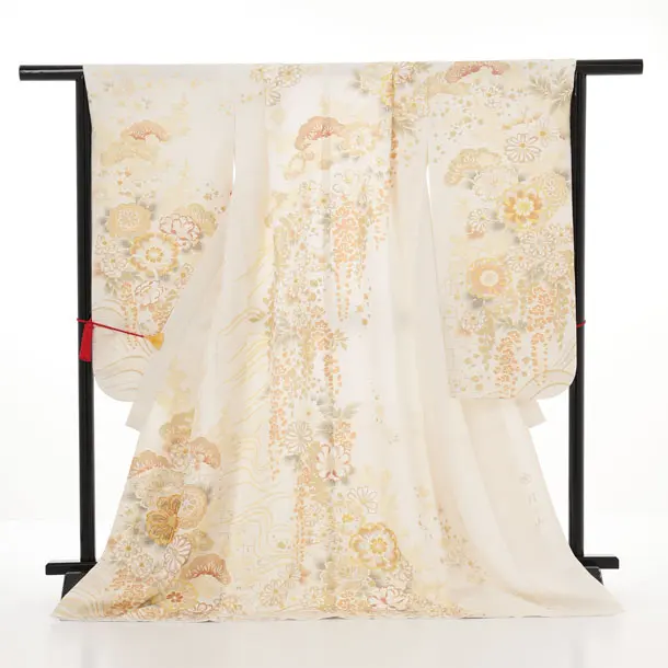 七五三(7歳袋帯)Y658 【高級正絹】桂由美アイボリー金彩花づくし