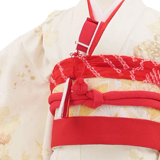 七五三(7歳袋帯)Y658 【高級正絹】桂由美アイボリー金彩花づくし