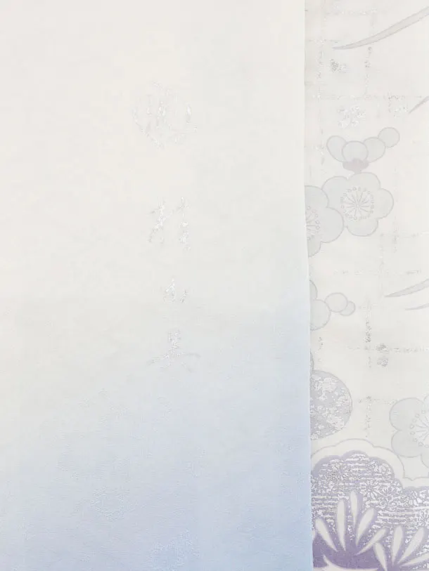 七五三(7歳袋帯)Y659 【高級正絹】桂由美 白地 銀彩裾ブルー 花づくし