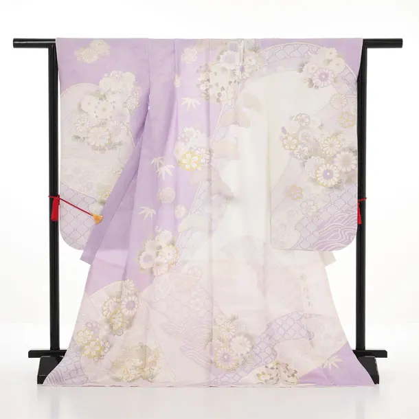 七五三(7歳袋帯)Y663 【高級正絹】桂由美 ラベンダー波に花づくし