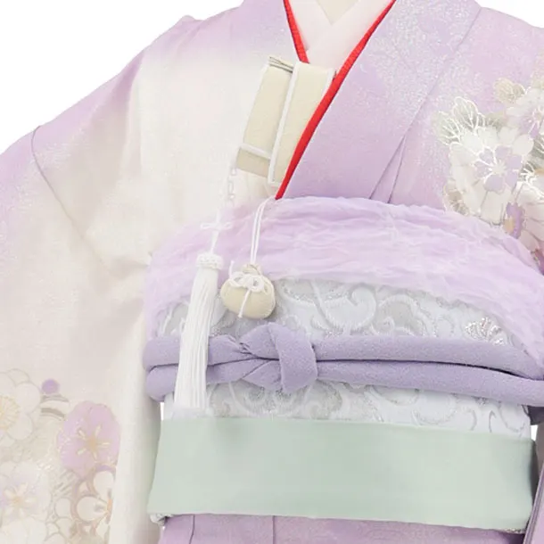 七五三(7歳袋帯)Y663 【高級正絹】桂由美 ラベンダー波に花づくし