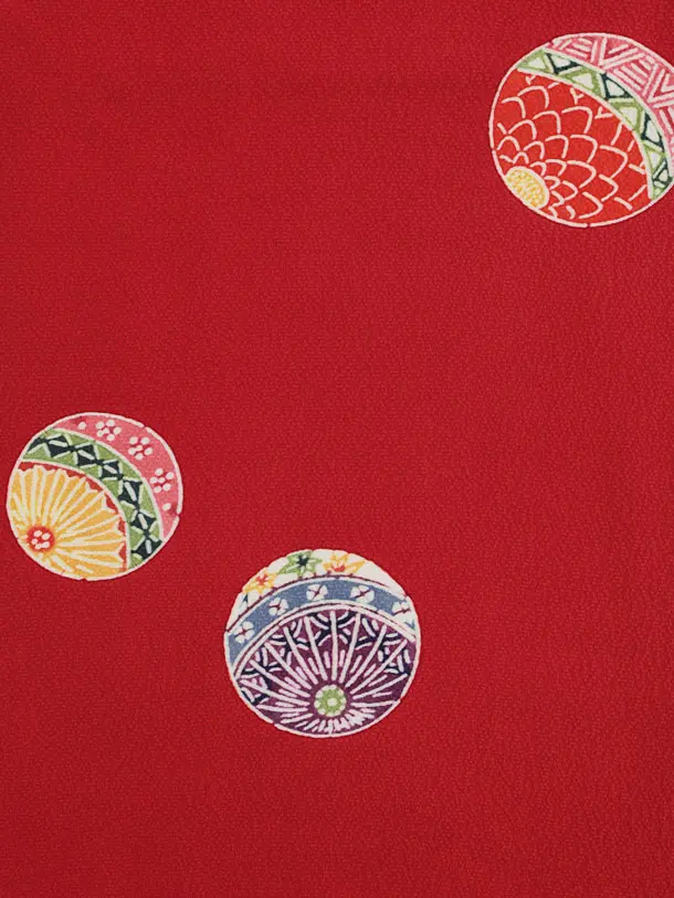 七五三(7歳袋帯)Y666 【高級正絹】赤地　まり