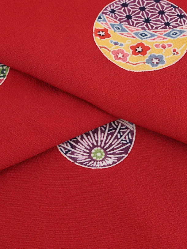 七五三(7歳袋帯)Y666 【高級正絹】赤地　まり