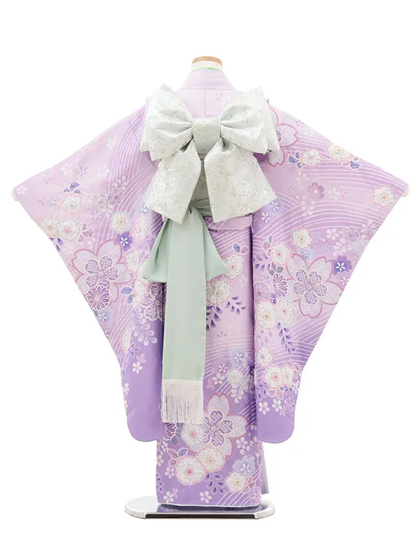 七五三(7歳結び帯)Y668 薄パープル 辻が花調
