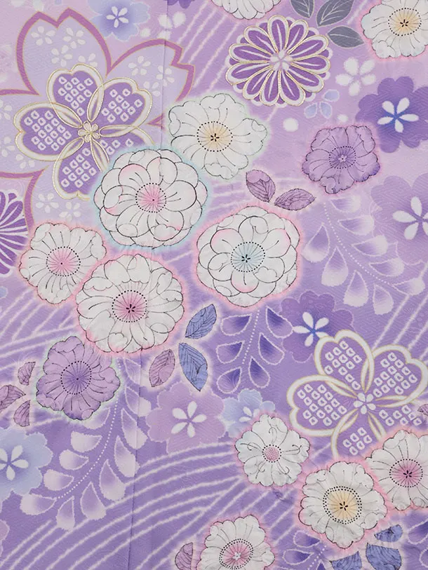 七五三(7歳結び帯)Y668 薄パープル 辻が花調