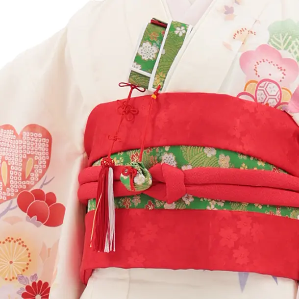 七五三(7歳結び帯)Y729 クリーム 古典花