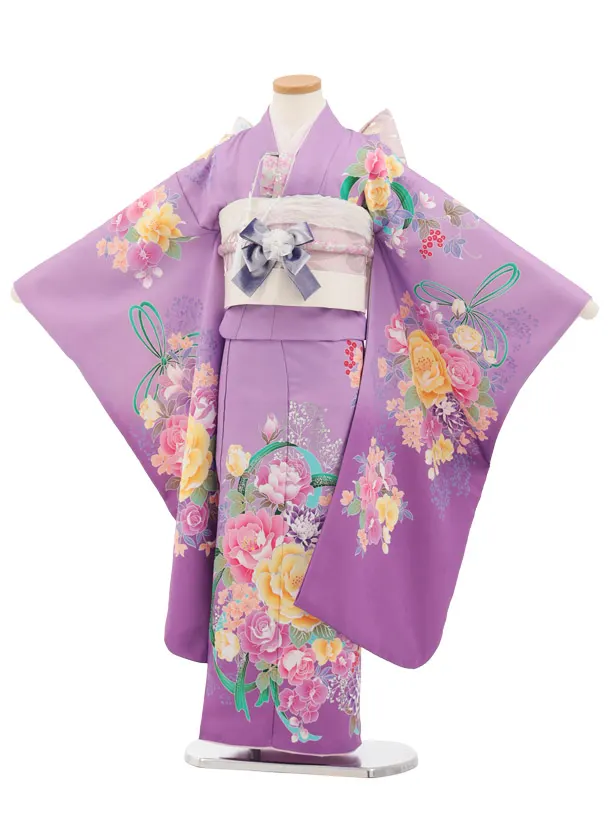 七五三(7歳)Y746 Shinako Collection 紫 花ﾘﾎﾞﾝ