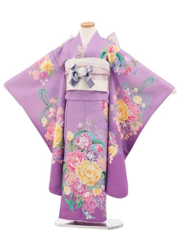 七五三(7歳)Y746 Shinako Collection 紫 花ﾘﾎﾞﾝ