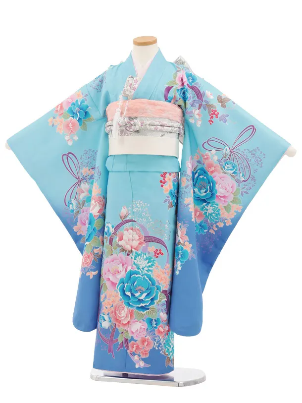 七五三(7歳)Y747 Shinako Collection 水色 花ﾘﾎﾞﾝ
