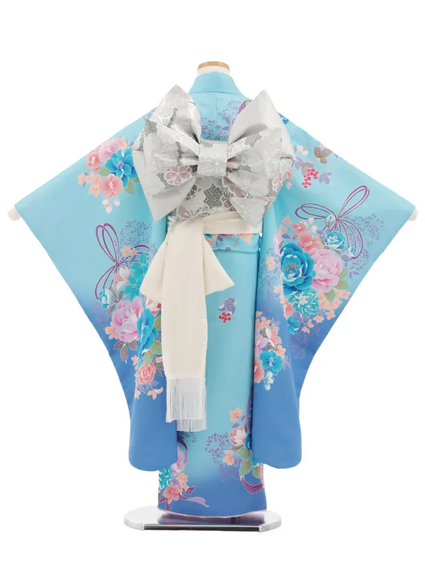七五三(7歳)Y747 Shinako Collection 水色 花ﾘﾎﾞﾝ