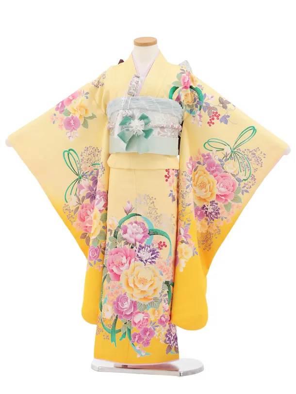 七五三(7歳)Y748 Shinako Collectionｲｴﾛｰ花ﾘﾎﾞﾝ