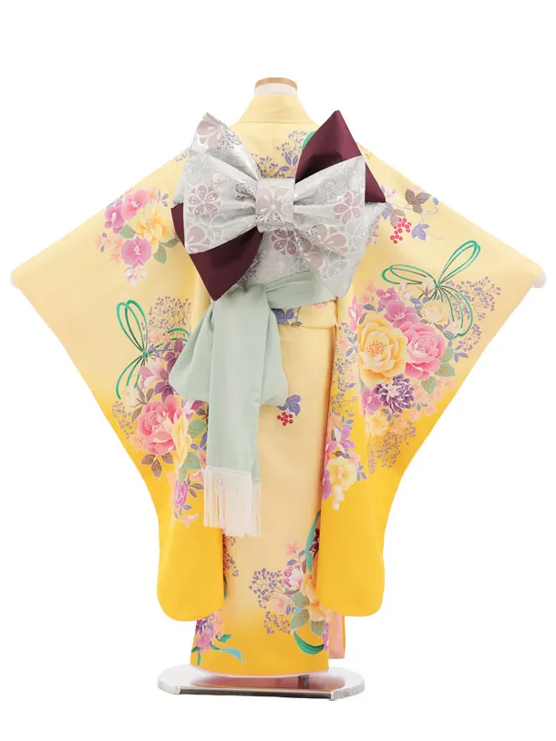 七五三(7歳)Y748 Shinako Collectionｲｴﾛｰ花ﾘﾎﾞﾝ