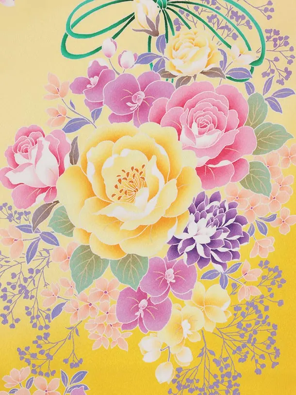 七五三(7歳)Y748 Shinako Collectionｲｴﾛｰ花ﾘﾎﾞﾝ