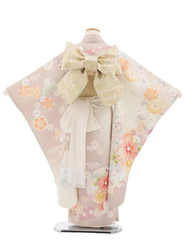七五三(7歳結び帯)Y762 ベージュ 熨斗にまり花