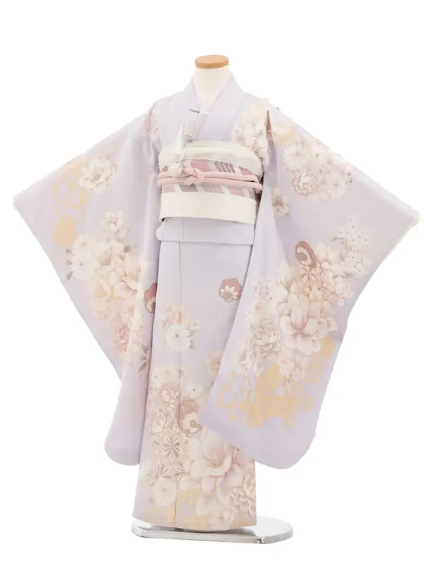 七五三(7歳結び帯)Y776 うすラベンダー 花づくし