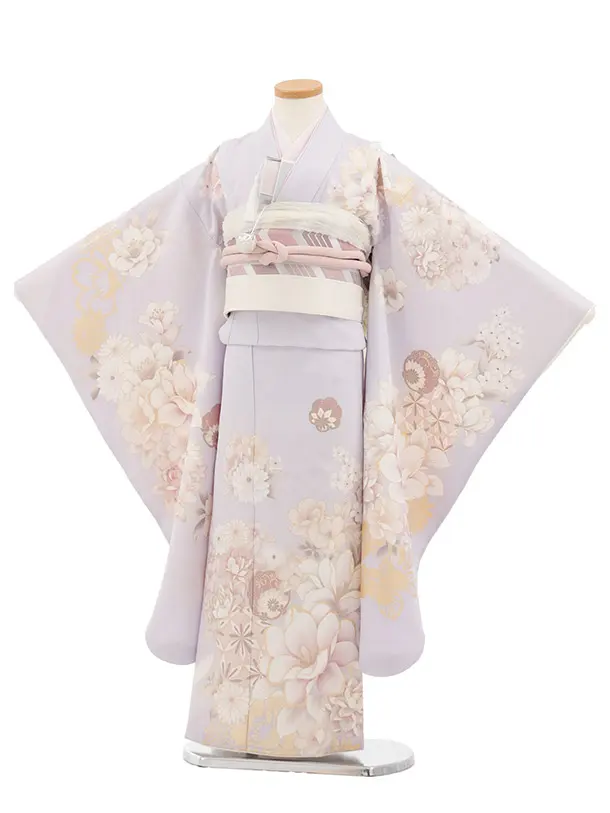 七五三(7歳結び帯)Y776 うすラベンダー 花づくし