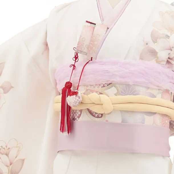 七五三(7歳結び帯)Y779 白地 花づくし