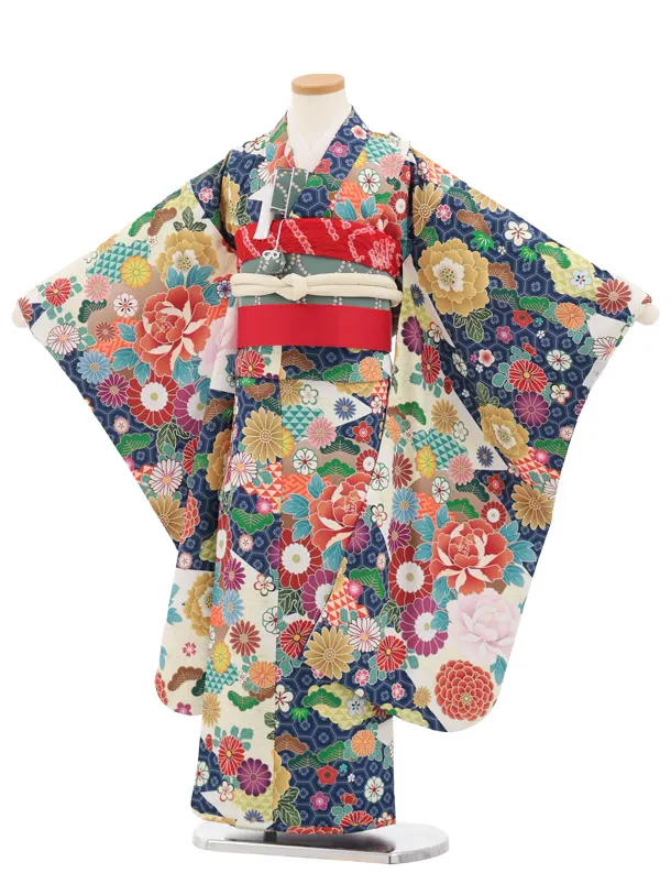 七五三(7歳結び帯)Y797 多色 古典花