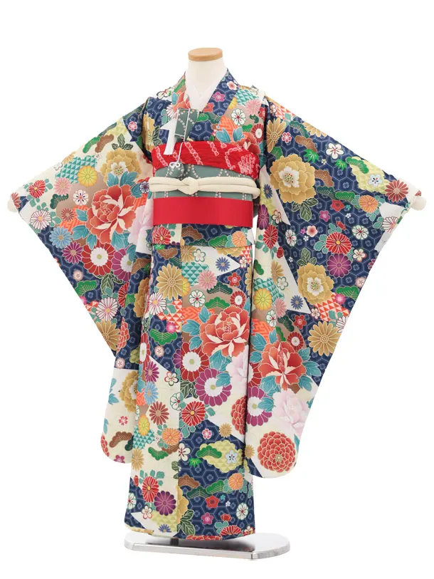 七五三(7歳結び帯)Y797 多色 古典花