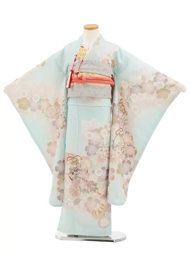 七五三(7歳結び帯)Y799 ペールミント まり 鈴 花