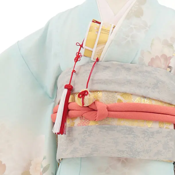 七五三(7歳結び帯)Y799 ペールミント まり 鈴 花
