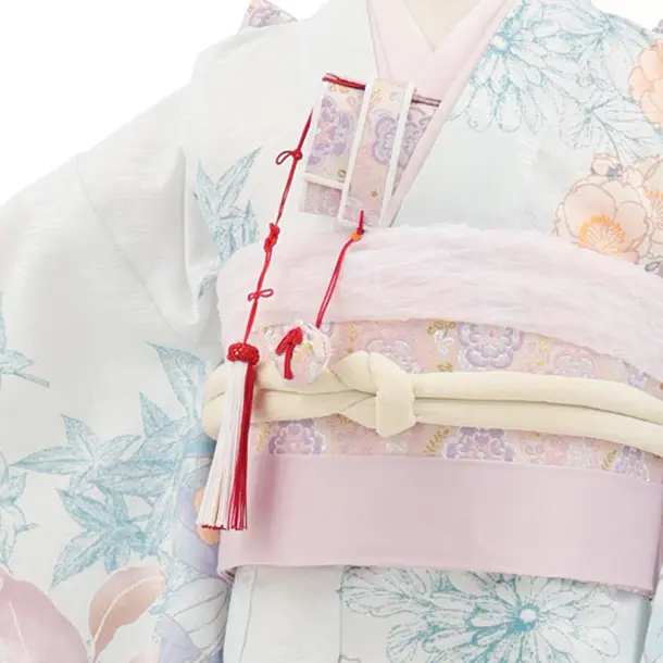 七五三(7歳結び帯)Y802 ペールブルー 花づくし